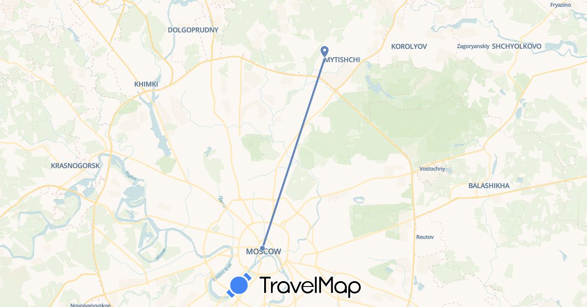 TravelMap itinerary: driving, cycling in Russia (Europe)